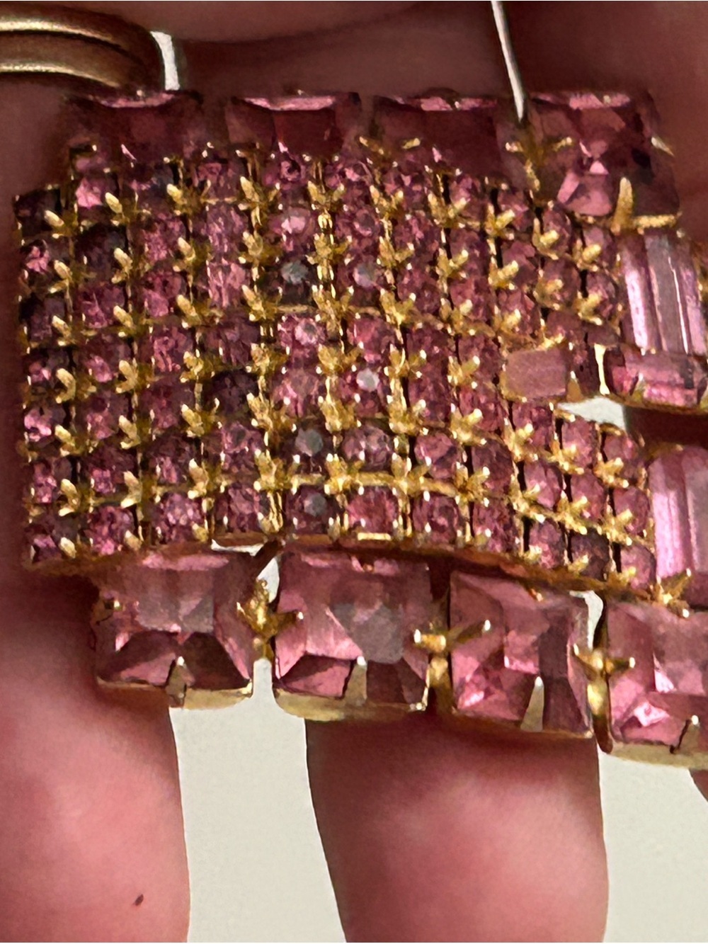 Pink Crystal Statement Brooch- Gold Setting vTG - Picture 5 of 9